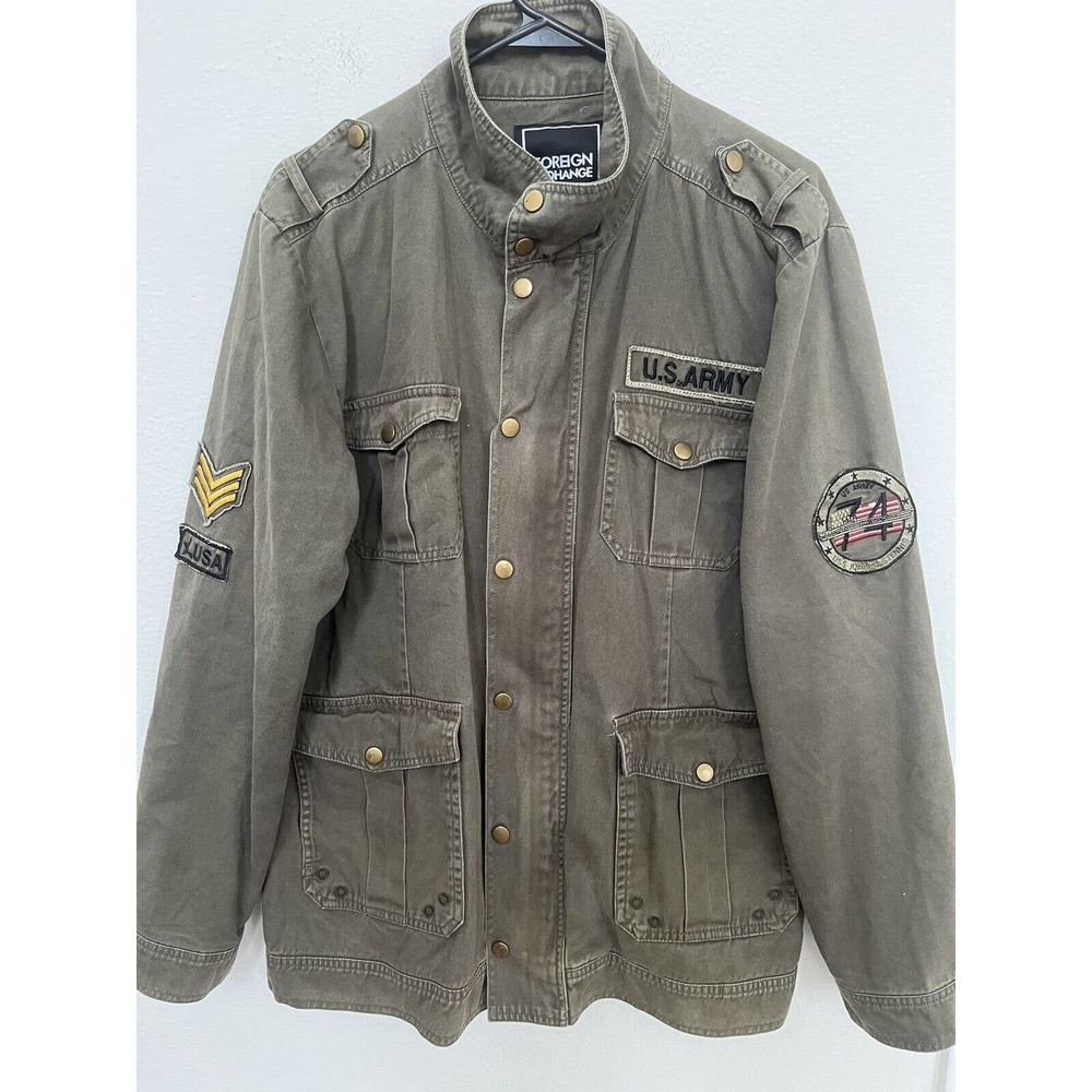 Foreign Exchange US ARMY 74 M Olive Green Ctn FIELD JACKET Military Patch 44”